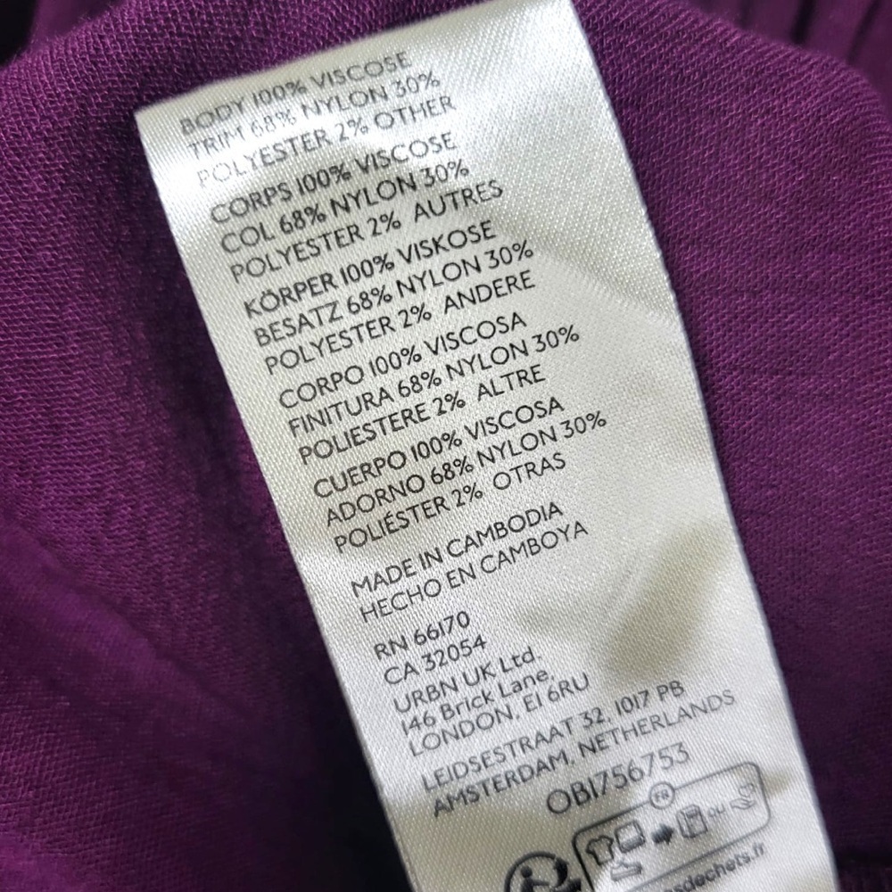 Free People Flutter By Peasant Lace Trim Square Neckline Blouse in Plum - Picture 11 of 13